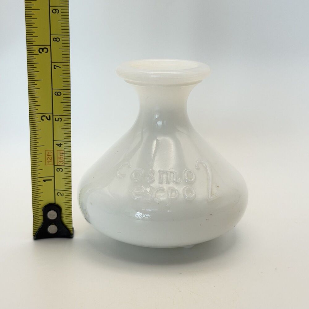 Carr Lowrey Milk Glass Bottle Cosmo Expo 2 1974 Salesman Sample Mini Vase